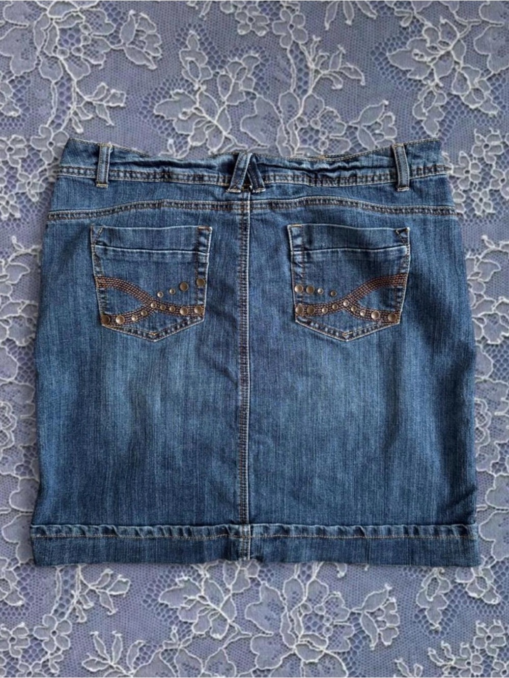 Y2K 00s Christina Zinn Denim Skirt Blue Jean Skirt Fairy Grunge Detailed